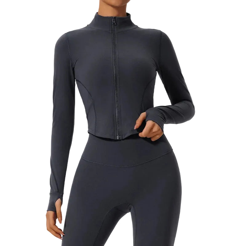 Ultra-Soft Fabrics Casual Tight Sports Jackets Women Zipper Yoga Clothes Female Quick-Dry Long Sleeve Sportswear