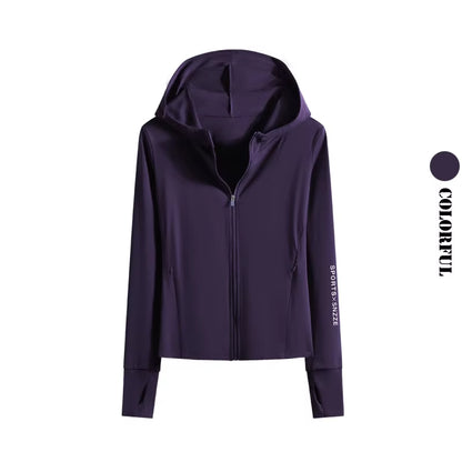 Autumn Winter Yoga Top Women Hooded Workout Jacket Zip up Athletic Running Shirts with Pockets Sportswear Christmas Gifts