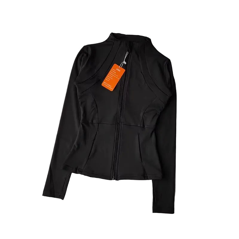 Women'S Yoga Fitness Jacket, Slim Fit Professional Quick Drying Jacket, Running Slimming Sports Long Sleeved Yoga Suit Top
