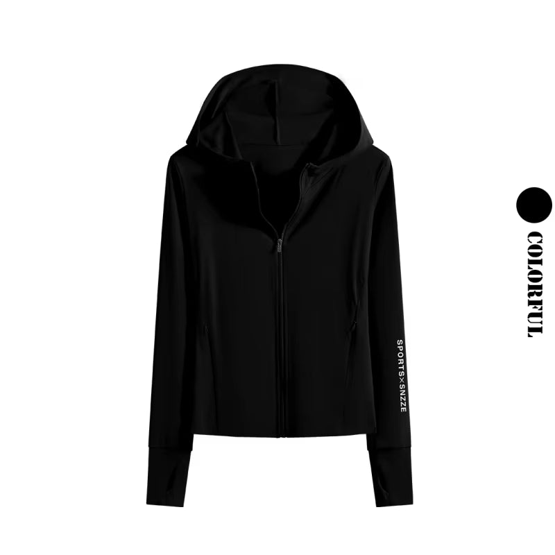 Autumn Winter Yoga Top Women Hooded Workout Jacket Zip up Athletic Running Shirts with Pockets Sportswear Christmas Gifts