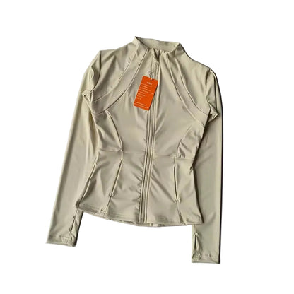 Women'S Yoga Fitness Jacket, Slim Fit Professional Quick Drying Jacket, Running Slimming Sports Long Sleeved Yoga Suit Top