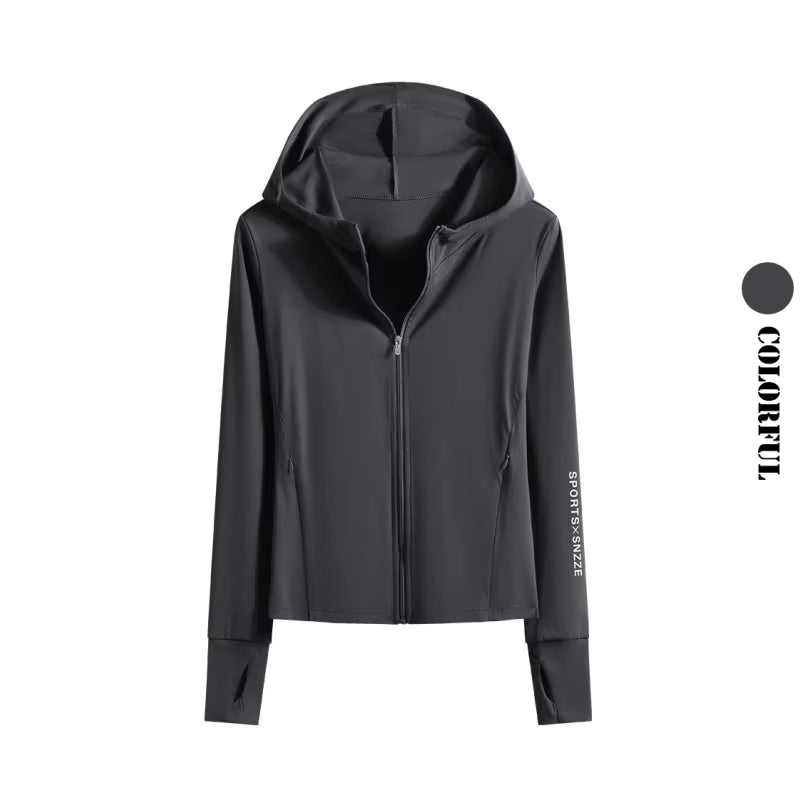 Autumn Winter Yoga Top Women Hooded Workout Jacket Zip up Athletic Running Shirts with Pockets Sportswear Christmas Gifts