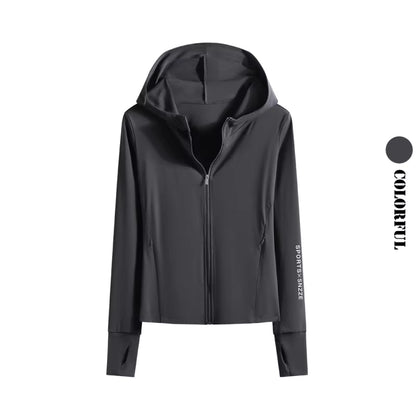 Autumn Winter Yoga Top Women Hooded Workout Jacket Zip up Athletic Running Shirts with Pockets Sportswear Christmas Gifts