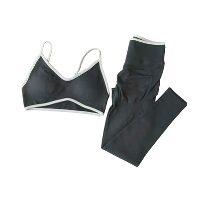 Seamless 2PCS Legging Sets Women'S Strappy Sports Bras and Leggings High Waist Fitness Sculpt Leggings Running Pants Gym Suits