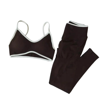 Seamless 2PCS Legging Sets Women'S Strappy Sports Bras and Leggings High Waist Fitness Sculpt Leggings Running Pants Gym Suits