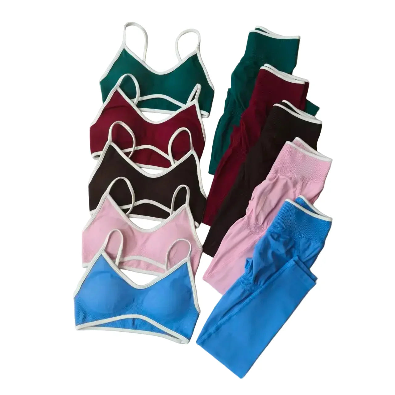 Seamless 2PCS Legging Sets Women'S Strappy Sports Bras and Leggings High Waist Fitness Sculpt Leggings Running Pants Gym Suits