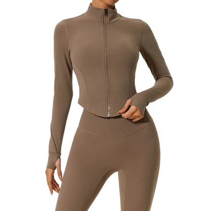 Ultra-Soft Fabrics Casual Tight Sports Jackets Women Zipper Yoga Clothes Female Quick-Dry Long Sleeve Sportswear