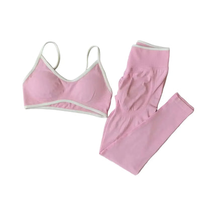 Seamless 2PCS Legging Sets Women'S Strappy Sports Bras and Leggings High Waist Fitness Sculpt Leggings Running Pants Gym Suits