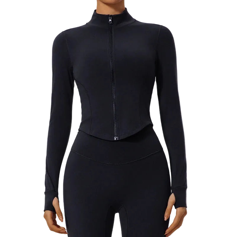 Ultra-Soft Fabrics Casual Tight Sports Jackets Women Zipper Yoga Clothes Female Quick-Dry Long Sleeve Sportswear
