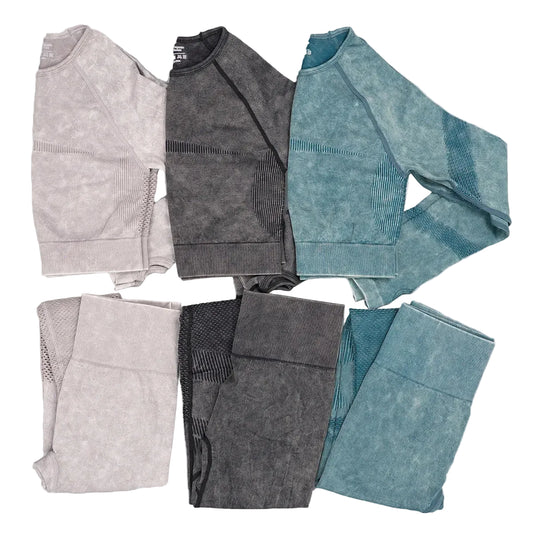 2Pcs Gym Sets Women Seamless Sports Pants Hollow Out Long Sleeves Top Fitness Winter Fall Workout Legging Warm Outifts