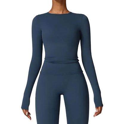 Yoga Shirts for Women Long Sleeve Winter Fitness Running Gym Clothes Workout Dry Fit Breathable High Elastic Sports Top