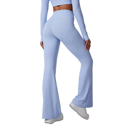 Women High Waist Flared Leggings Gym Fitness Yoga Pants Workout Runing Sport Leggings Women'S Control Tummy Yoga Wide Leg Pants