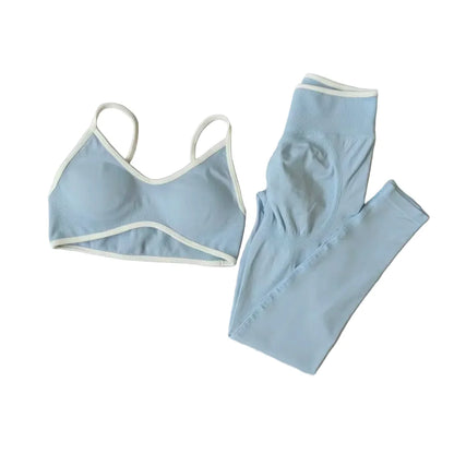 Seamless 2PCS Legging Sets Women'S Strappy Sports Bras and Leggings High Waist Fitness Sculpt Leggings Running Pants Gym Suits