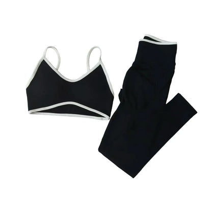 Seamless 2PCS Legging Sets Women'S Strappy Sports Bras and Leggings High Waist Fitness Sculpt Leggings Running Pants Gym Suits