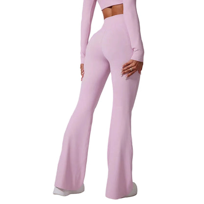 Women High Waist Flared Leggings Gym Fitness Yoga Pants Workout Runing Sport Leggings Women'S Control Tummy Yoga Wide Leg Pants