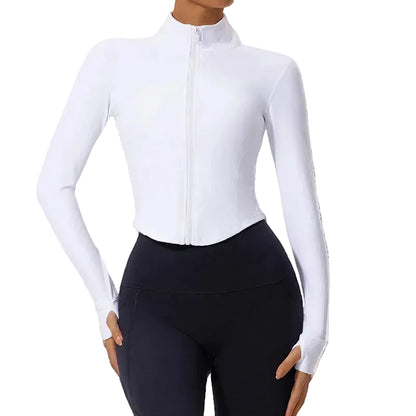 Ultra-Soft Fabrics Casual Tight Sports Jackets Women Zipper Yoga Clothes Female Quick-Dry Long Sleeve Sportswear