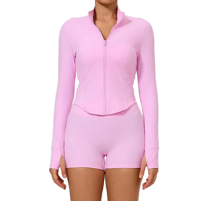 Ultra-Soft Fabrics Casual Tight Sports Jackets Women Zipper Yoga Clothes Female Quick-Dry Long Sleeve Sportswear
