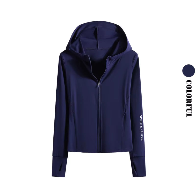 Autumn Winter Yoga Top Women Hooded Workout Jacket Zip up Athletic Running Shirts with Pockets Sportswear Christmas Gifts