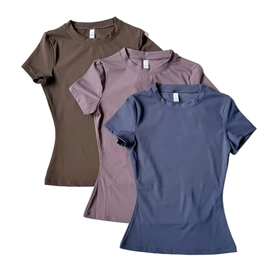 Women Yoga Top Seamless Sport T Shirts Fitness Clothes Short Sleeve Yoga Shirt Gym Top Running Active Wear