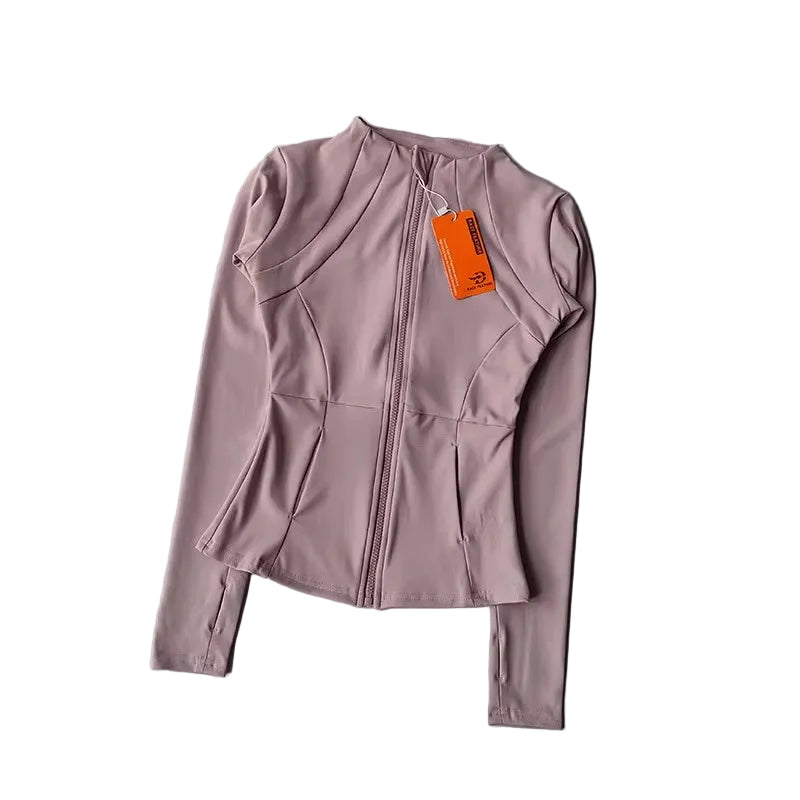 Women'S Yoga Fitness Jacket, Slim Fit Professional Quick Drying Jacket, Running Slimming Sports Long Sleeved Yoga Suit Top