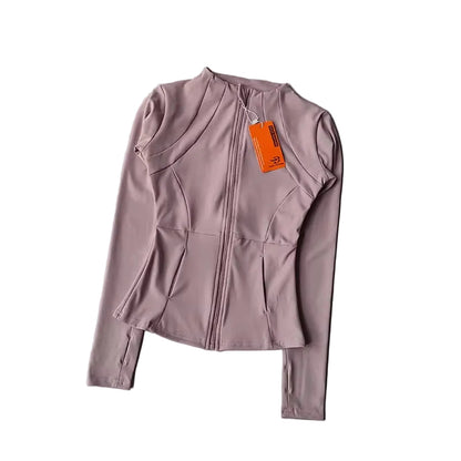 Women'S Yoga Fitness Jacket, Slim Fit Professional Quick Drying Jacket, Running Slimming Sports Long Sleeved Yoga Suit Top